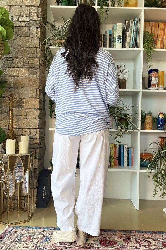  Perfect Breton V Long Sleeve Top Light Denim /23